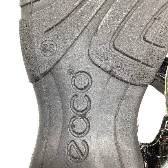 ECCO Living Thong Croc Embossed Patent Leather Sandals 7 7.5 38 Slip On Strappy - Picture 8 of 8